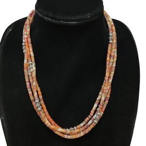 Sterling Silver Southwestern Gemstone Tubular Bead Necklace Statement 68g 23”